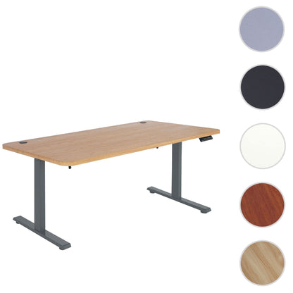 Bureau MCW-D40, computerbureau, elektrisch in hoogte verstelbaar 160x80cm 53kg MVG ~ bruine structuur, antracietgrijs