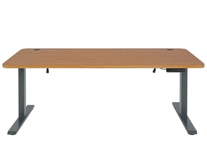 Bureau MCW-D40, computerbureau, elektrisch in hoogte verstelbaar 160x80cm 53kg MVG ~ bruine structuur, antracietgrijs