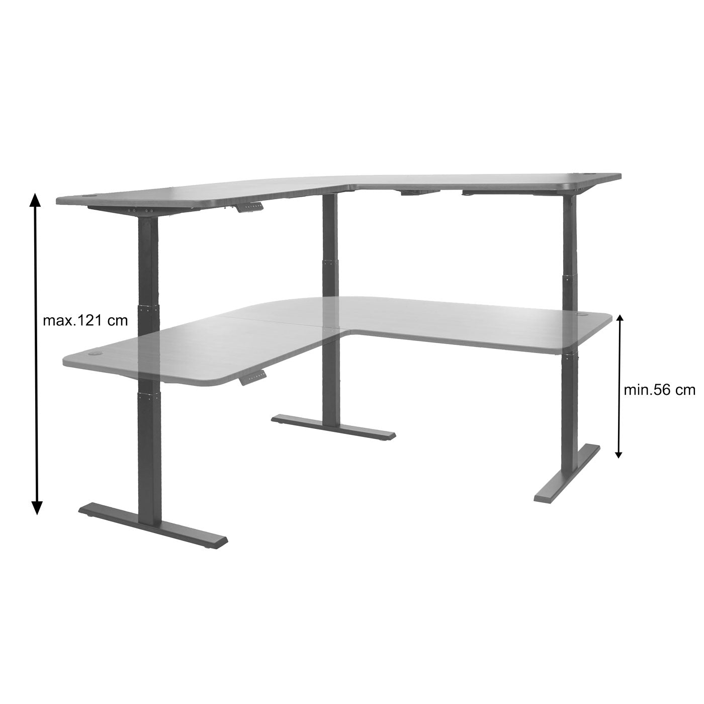 Hoekbureau MCW-D40, computerbureau elektrisch in hoogte verstelbaar 178x178cm 84kg MVG ~ eiken decor, antracietgrijs