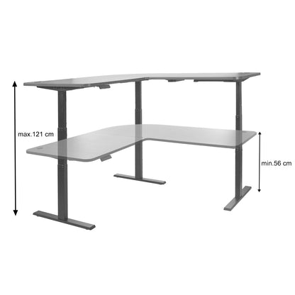 Hoekbureau MCW-D40, computerbureau elektrisch in hoogte verstelbaar 178x178cm 84kg MVG ~ zwart, antracietgrijs