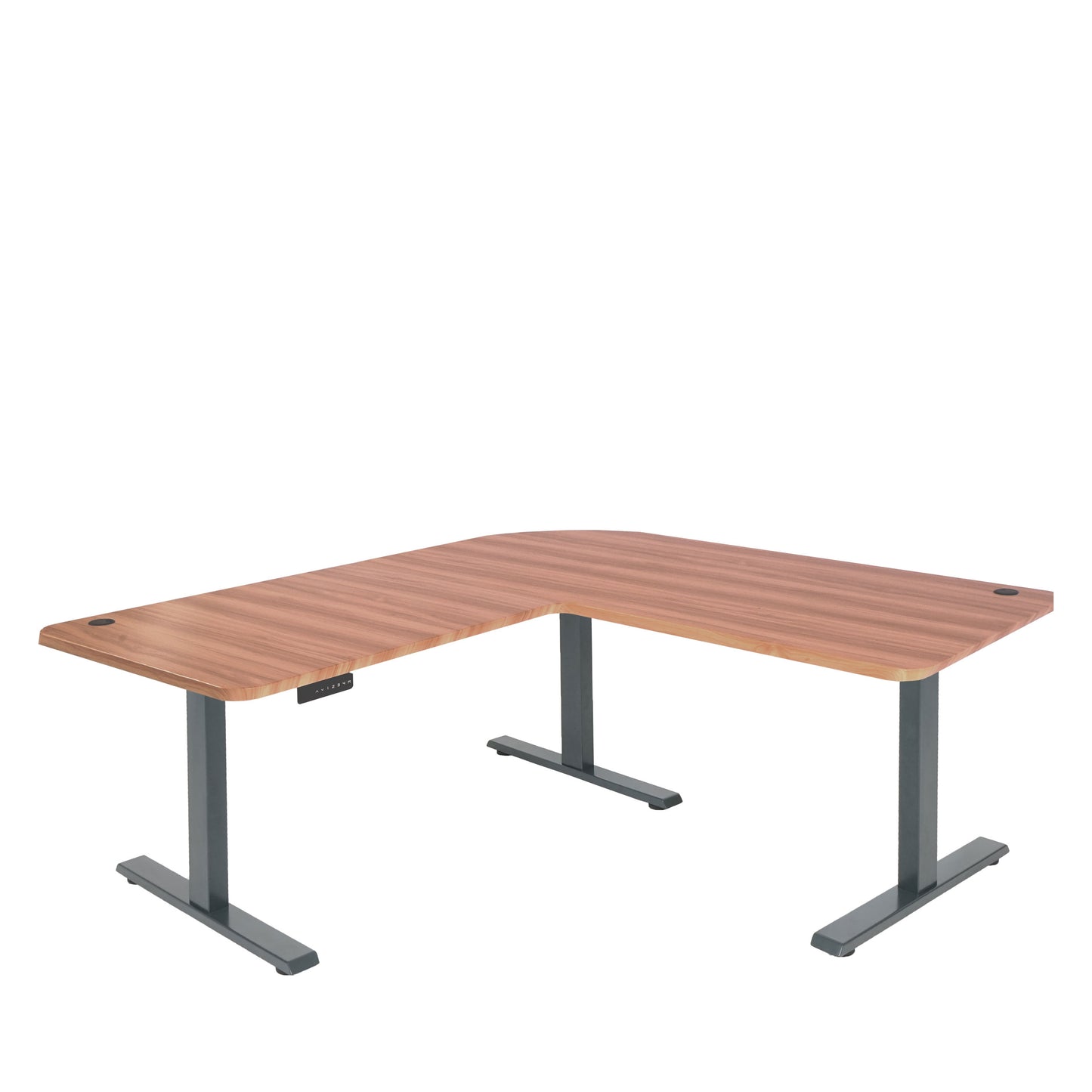 Hoekbureau MCW-D40, computerbureau elektrisch in hoogte verstelbaar 178x178cm 84kg MVG ~ eiken decor, antracietgrijs