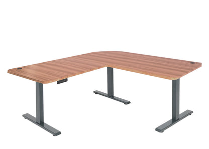 Hoekbureau MCW-D40, computerbureau elektrisch in hoogte verstelbaar 178x178cm 84kg MVG ~ eiken decor, antracietgrijs