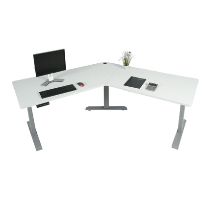 Bureau MCW-D40, computerbureau, 120° elektrisch in hoogte verstelbaar ~ wit, grijs