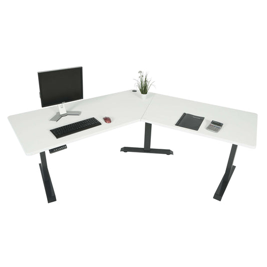 Bureau MCW-D40, computerbureau, 120° elektrisch in hoogte verstelbaar ~ wit, antracietgrijs