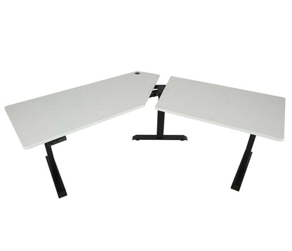 Bureau MCW-D40, computerbureau, 120° elektrisch in hoogte verstelbaar ~ wit, zwart