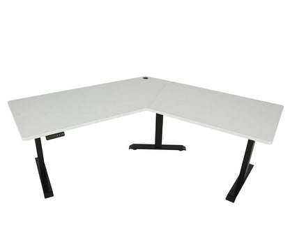 Bureau MCW-D40, computerbureau, 120° elektrisch in hoogte verstelbaar ~ wit, zwart