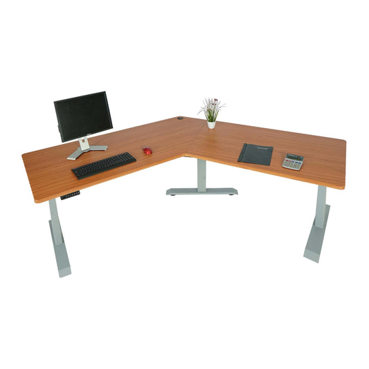 Bureau MCW-D40, computerbureau, 120° elektrisch in hoogte verstelbaar ~ naturel, grijs