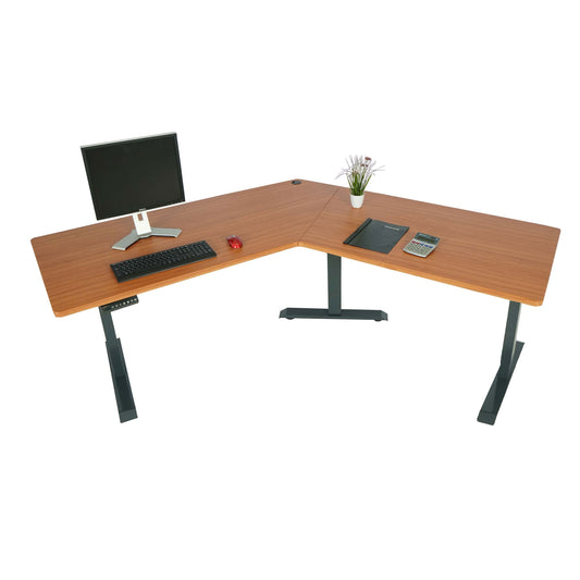 Bureau MCW-D40, computerbureau, 120° elektrisch in hoogte verstelbaar ~ naturel, antracietgrijs