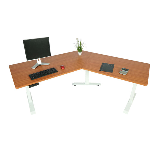Bureau MCW-D40, computerbureau, 120° elektrisch in hoogte verstelbaar ~ naturel, wit