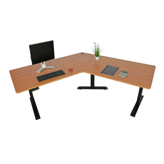 Bureau MCW-D40, computerbureau, 120° elektrisch in hoogte verstelbaar ~ naturel, zwart