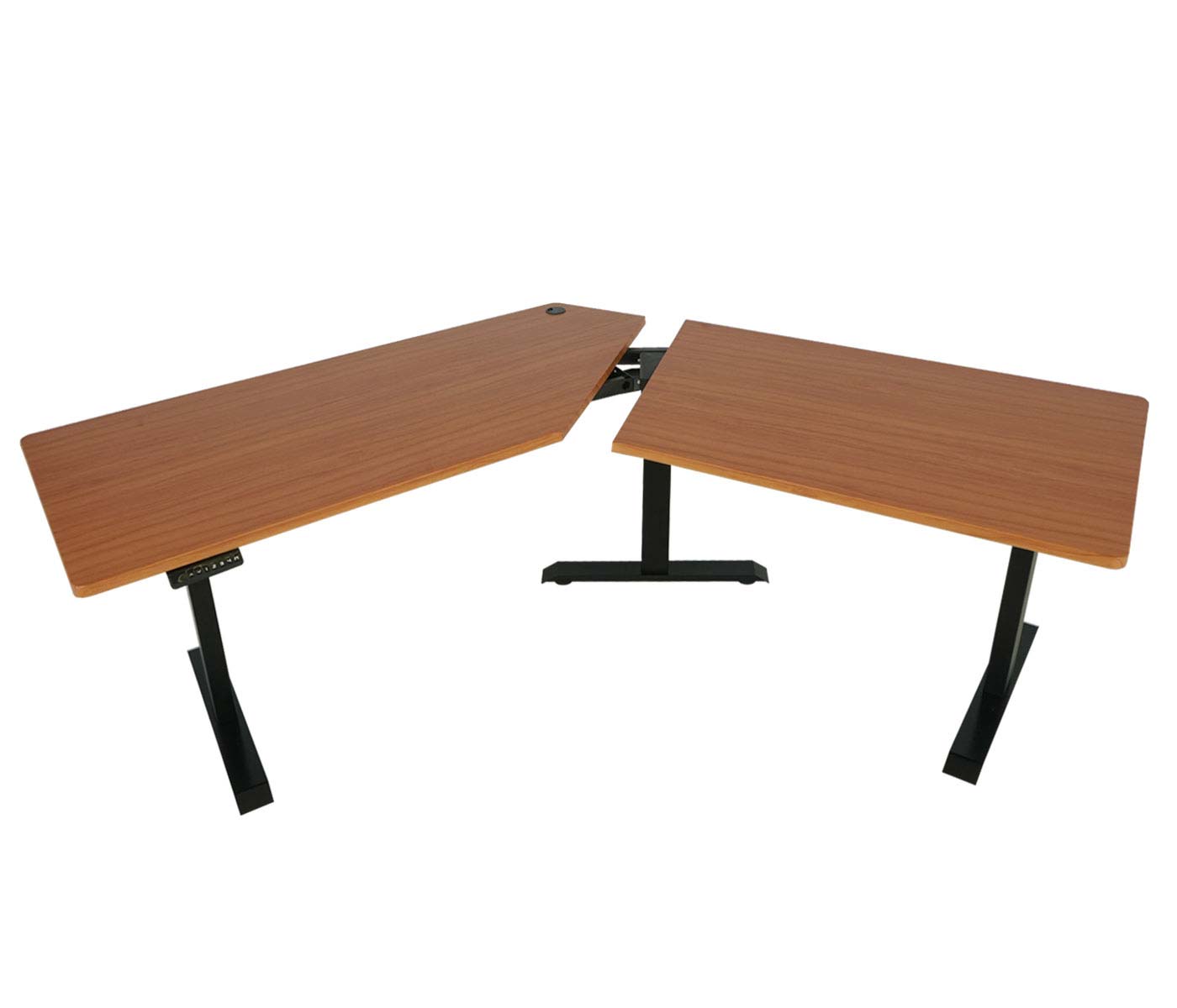 Bureau MCW-D40, computerbureau, 120° elektrisch in hoogte verstelbaar ~ naturel, zwart