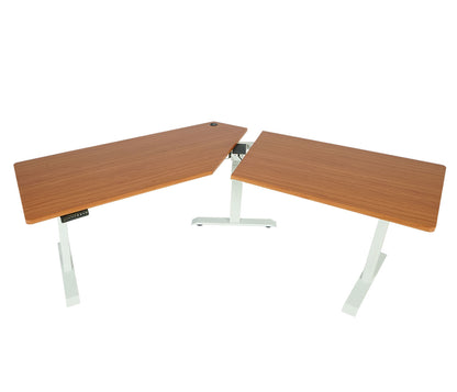 Bureau MCW-D40, computerbureau, 120° elektrisch in hoogte verstelbaar ~ naturel, wit