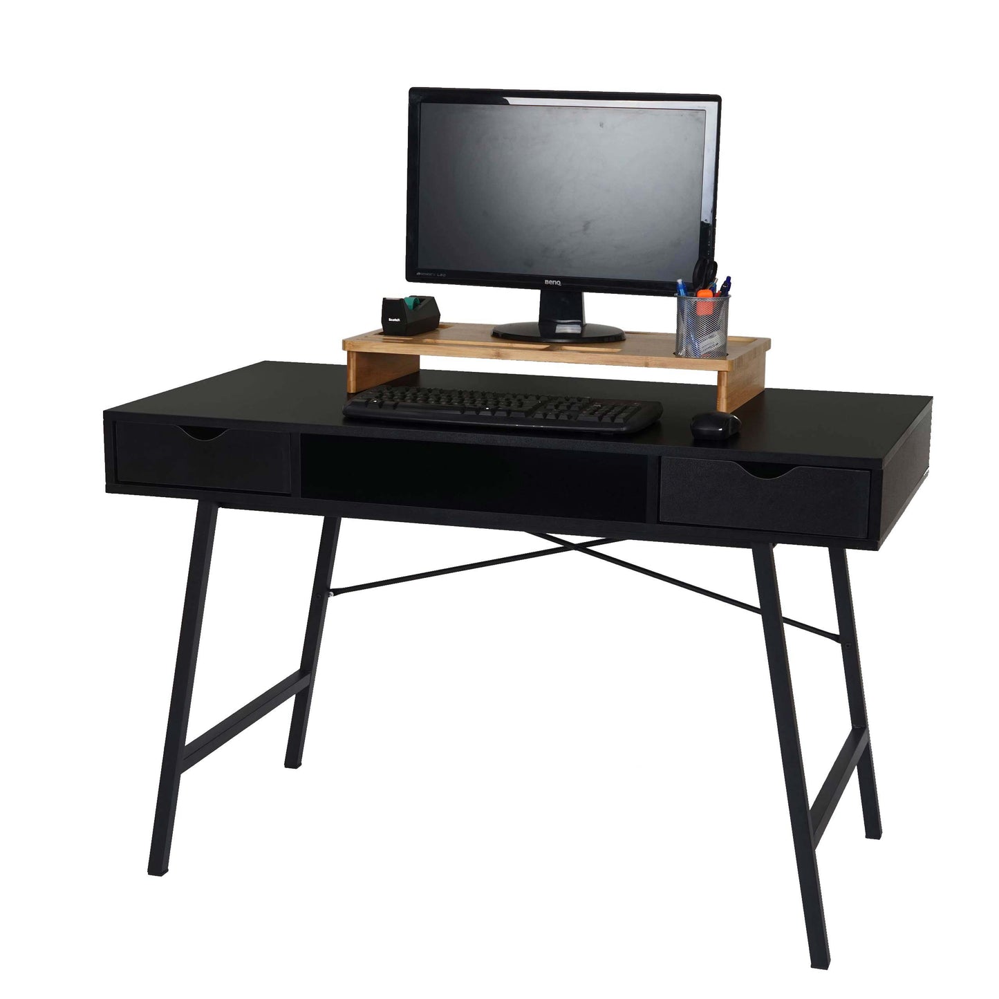 Bureau MCW-E92, bureau computerbureau, 3D structuur 120x60xcm ~ zwart