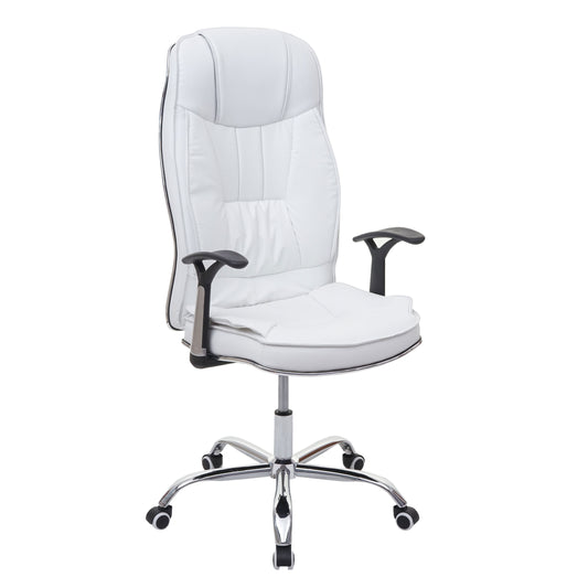 Bureaustoel MCW-F14, bureaustoel directiedraaistoel, 150kg belastbaar kunstleer ~ wit