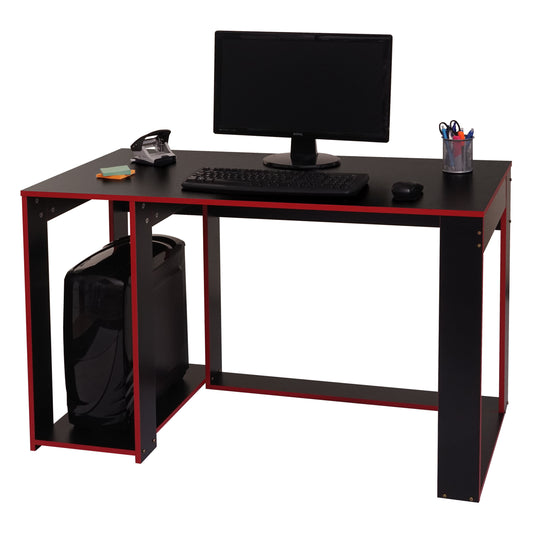 Bureau MCW-J26, computerbureau, bureau, 120x60x76cm ~ zwart-rood