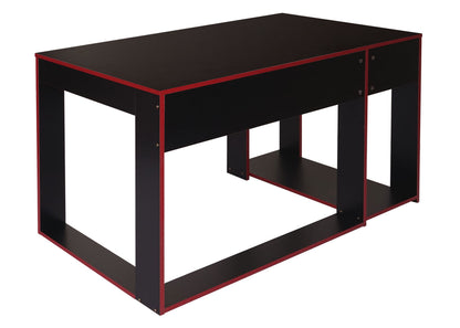 Bureau MCW-J26, computerbureau, bureau, 120x60x76cm ~ zwart-rood