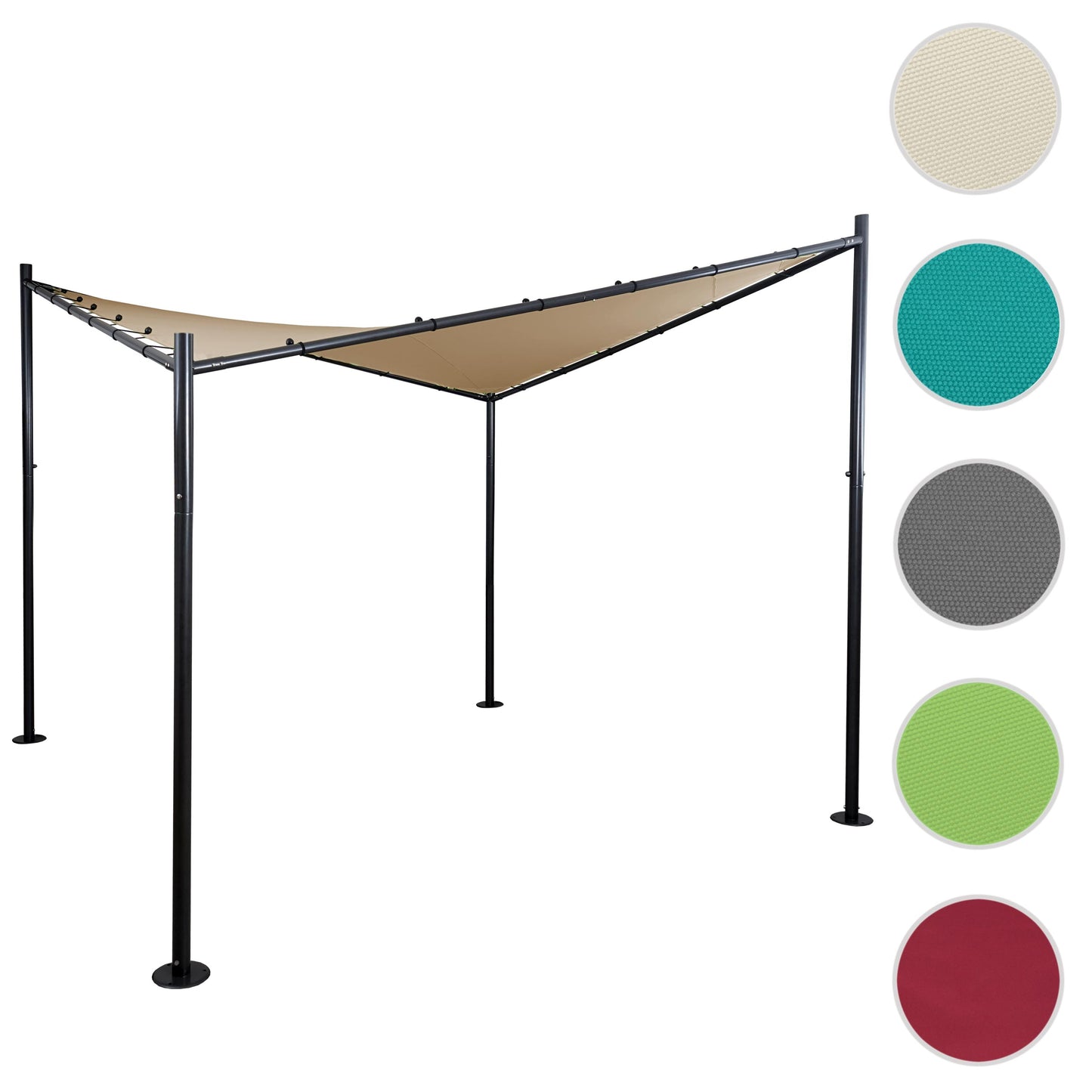 Pergola MCW-A41, tuinpaviljoen luifel, stevig 6cm stalen frame ~ 4x4m taupe