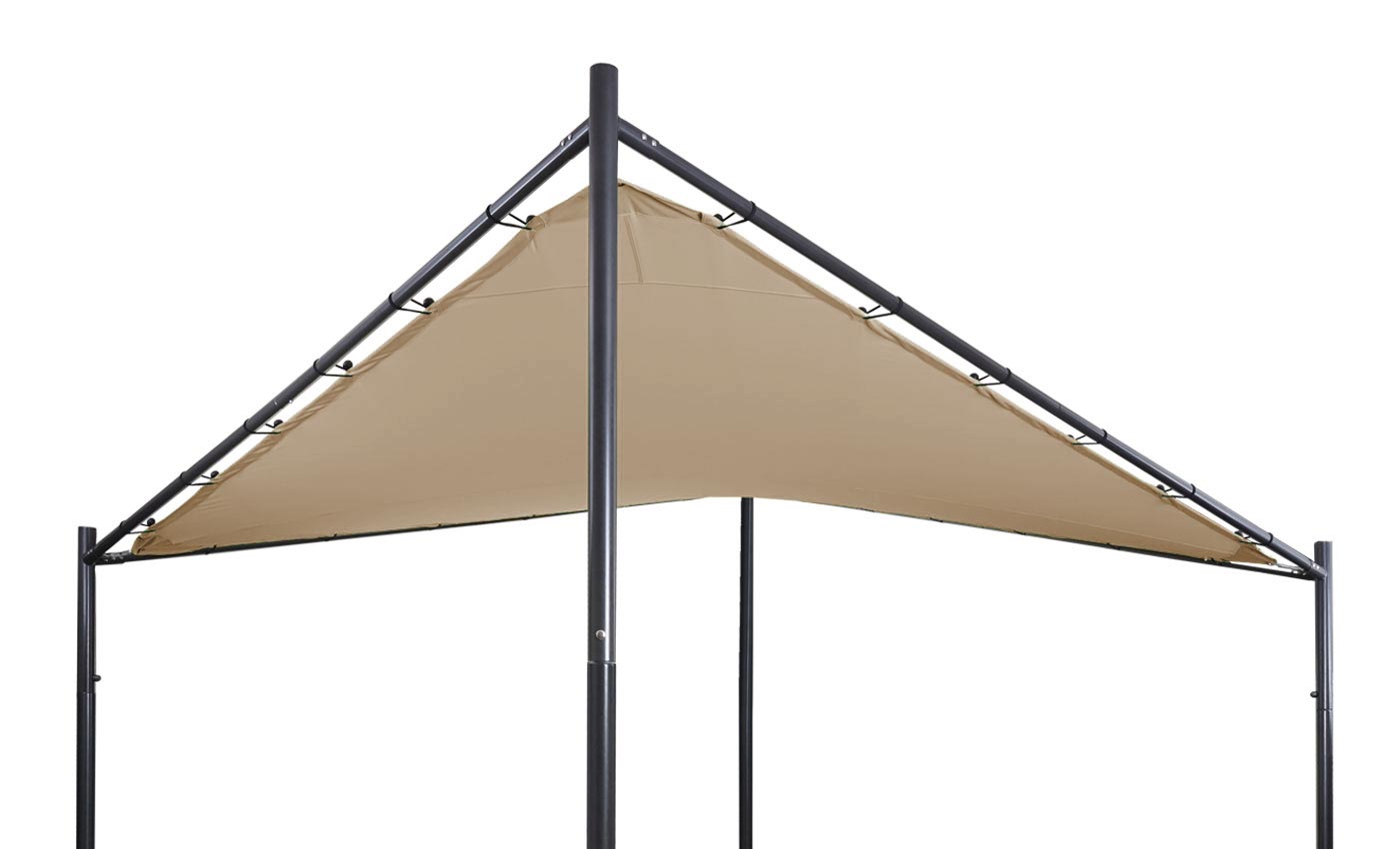 Pergola MCW-A41, tuinpaviljoen luifel, stevig 6cm stalen frame ~ 4x4m taupe