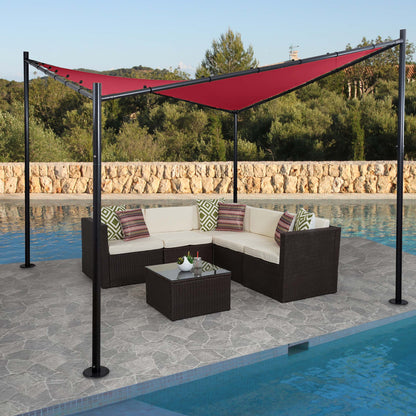 Pergola MCW-A41, tuinpaviljoen luifel, stevig 6cm stalen frame ~ 4x4m bordeaux