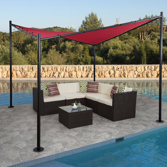 Pergola MCW-A41, tuinpaviljoen luifel, stevig 6cm stalen frame ~ 4x4m bordeaux