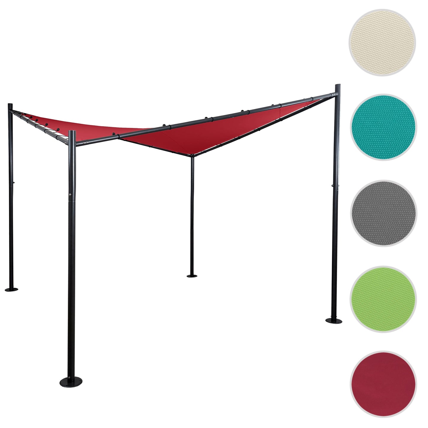 Pergola MCW-A41, tuinpaviljoen luifel, stevig 6cm stalen frame ~ 4x4m bordeaux