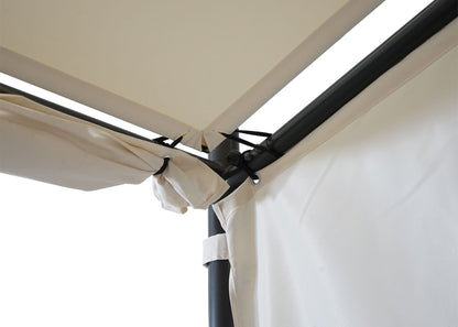 Pergola MCW-A22, aanbouw pergola tuinpaviljoen terrasoverkapping zonwering, 3x3m ~ crème + zijwand
