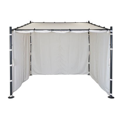 Pergola MCW-A22, aanbouw pergola tuinpaviljoen terrasoverkapping zonwering, 3x3m ~ crème + zijwand
