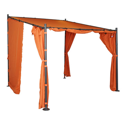 Pergola MCW-A22, aanbouw pergola tuinpaviljoen terrasoverkapping zonwering, 3x3m ~ terracotta + zijwand