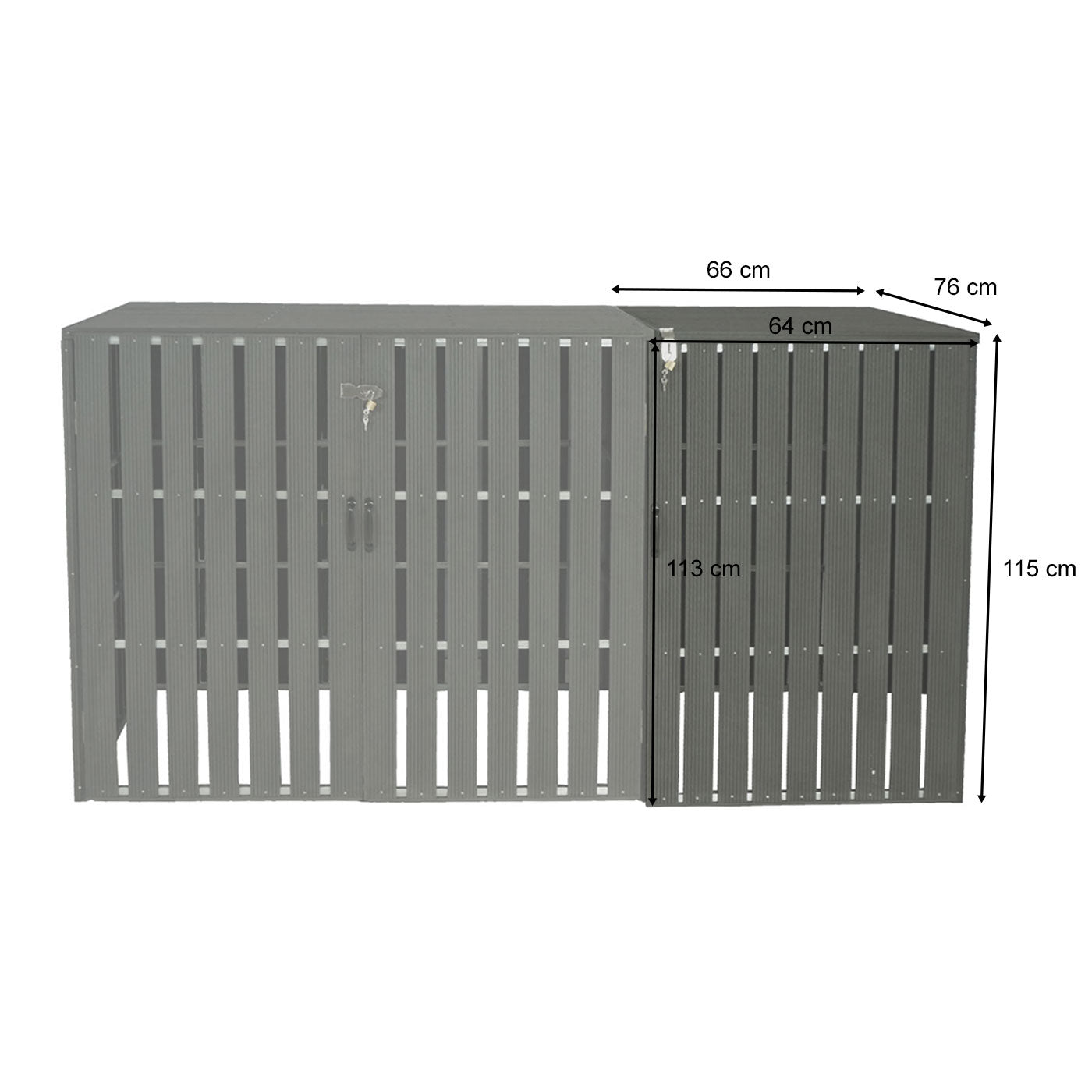 1 WPC afvalemmer deksel uitbreiding MCW-J28, afvalemmer box, metaal hout look ~ grijs
