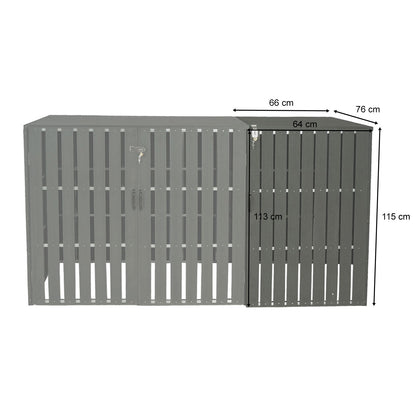 1 WPC afvalemmer deksel uitbreiding MCW-J28, afvalemmer box, metaal hout look ~ grijs