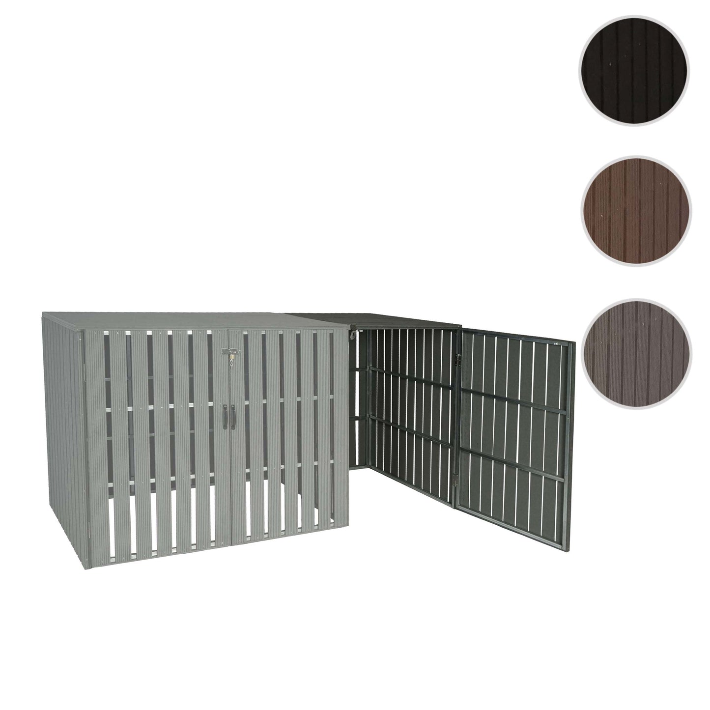 1 WPC afvalemmer deksel uitbreiding MCW-J28, afvalemmer box, metaal hout look ~ grijs