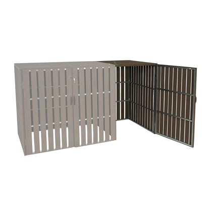 1 WPC afvalemmer deksel uitbreiding MCW-J28, afvalemmer box, metaal hout look ~ bruin