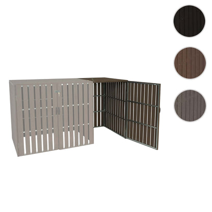 1 WPC afvalemmer deksel uitbreiding MCW-J28, afvalemmer box, metaal hout look ~ bruin
