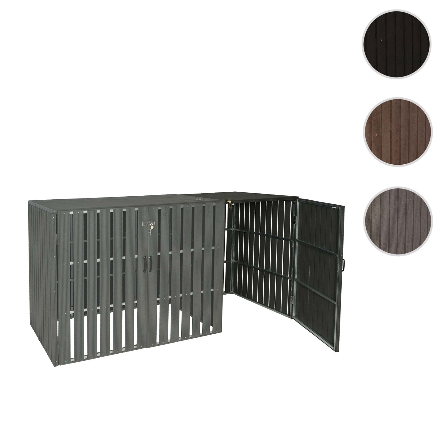 1 WPC afvalemmer deksel uitbreiding MCW-J28, afvalemmer box, metaal hout look ~ antraciet