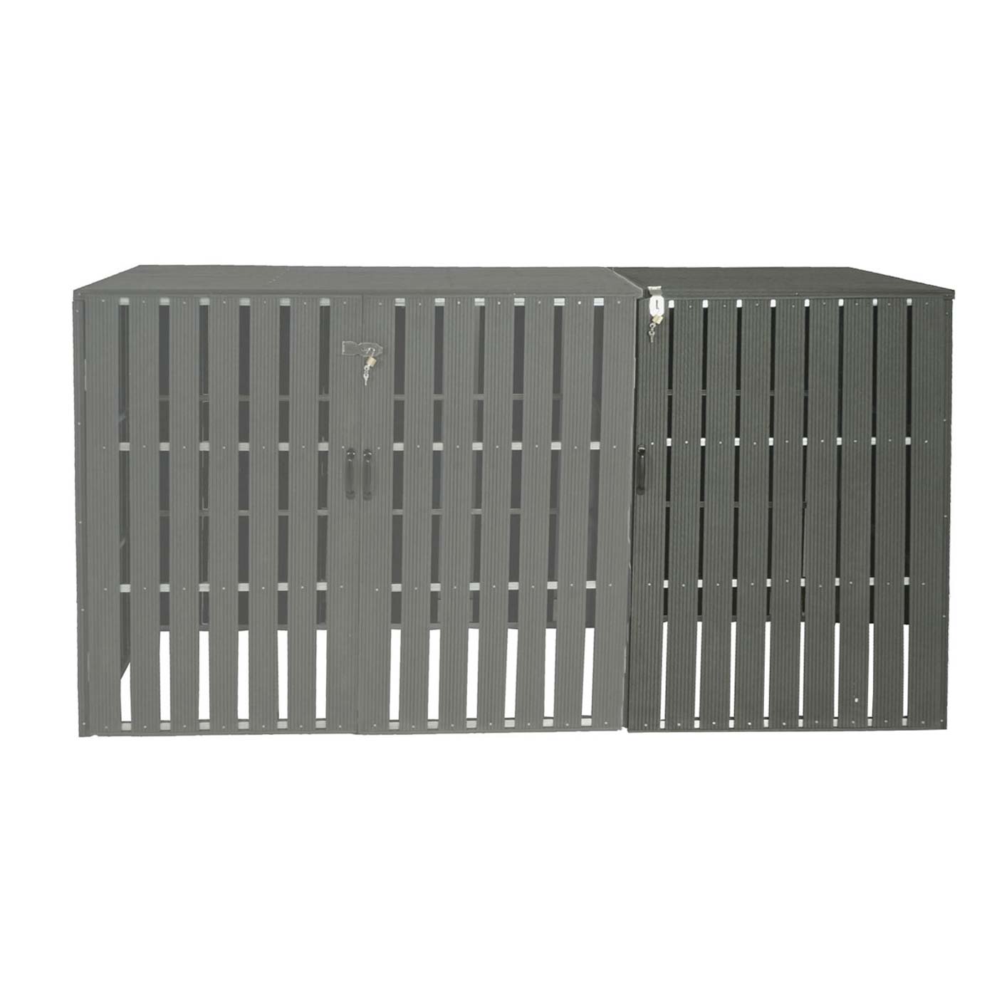 1 WPC afvalemmer deksel uitbreiding MCW-J28, afvalemmer box, metaal hout look ~ grijs