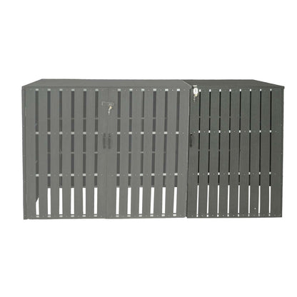 1 WPC afvalemmer deksel uitbreiding MCW-J28, afvalemmer box, metaal hout look ~ grijs