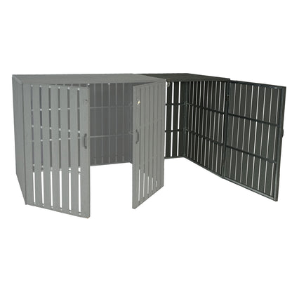 1 WPC afvalemmer deksel uitbreiding MCW-J28, afvalemmer box, metaal hout look ~ grijs