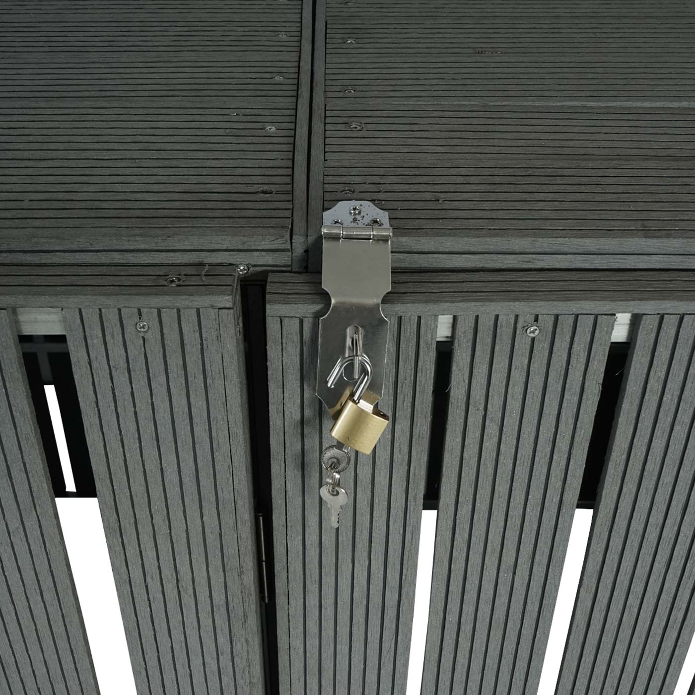 1 WPC afvalemmer deksel uitbreiding MCW-J28, afvalemmer box, metaal hout look ~ grijs