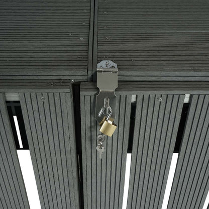 1 WPC afvalemmer deksel uitbreiding MCW-J28, afvalemmer box, metaal hout look ~ grijs