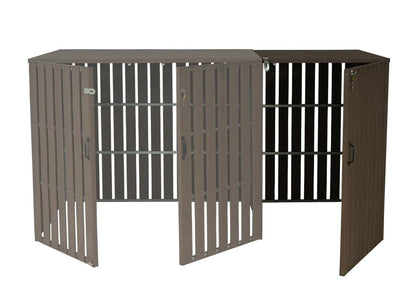 1 WPC afvalemmer deksel uitbreiding MCW-J28, afvalemmer box, metaal hout look ~ bruin