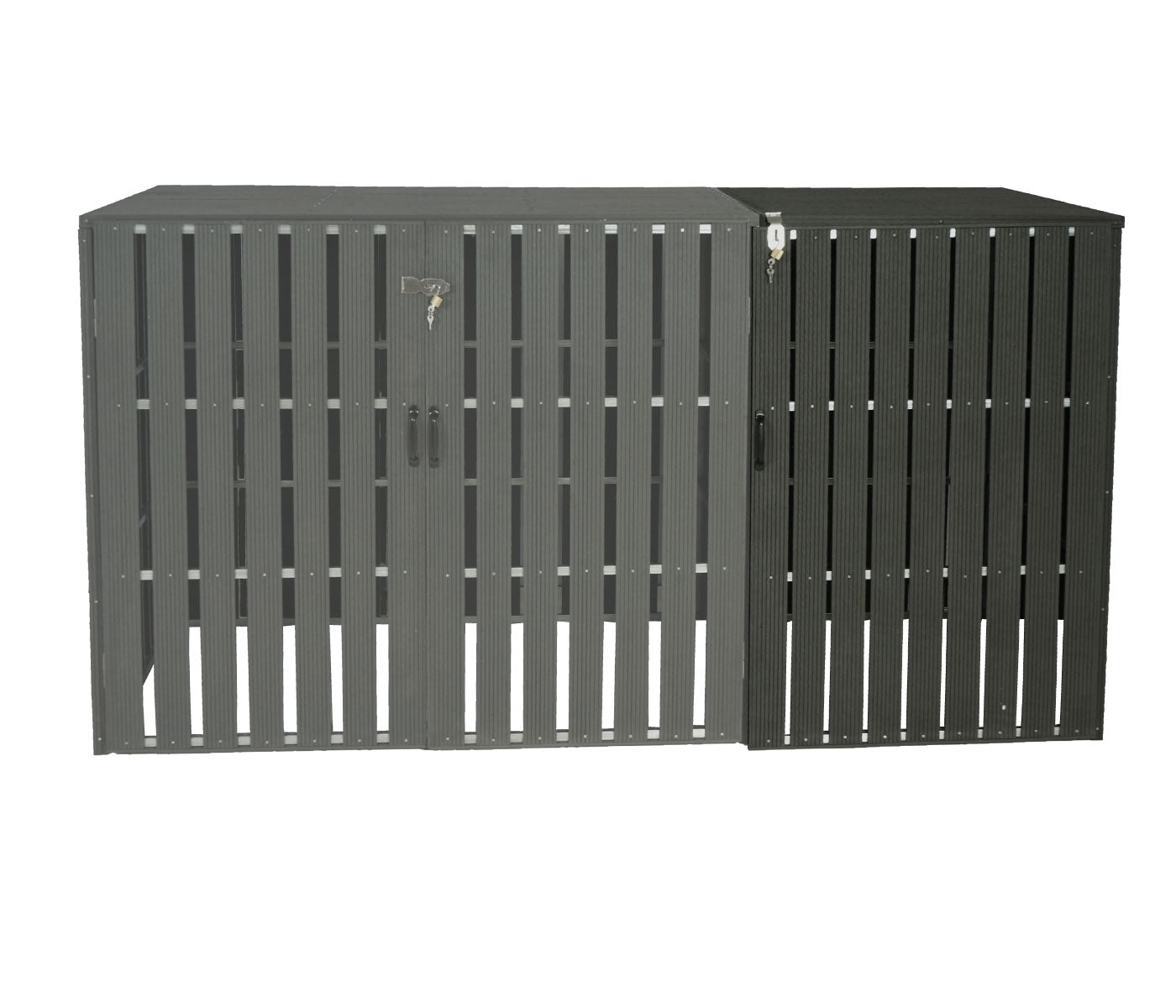 1 WPC afvalemmer deksel uitbreiding MCW-J28, afvalemmer box, metaal hout look ~ antraciet