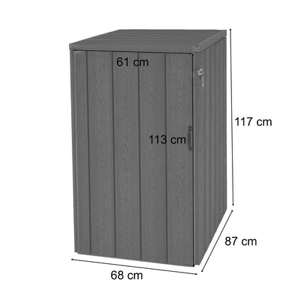 1 WPC afvalbakdeksel MCW-J28, premium afvalbak, metaal-houtlook, uittrekbaar ~ bruin