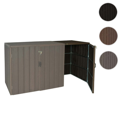 1 WPC afvalemmer deksel uitbreiding MCW-J28, premium afvalemmer box, metaal hout look ~ bruin