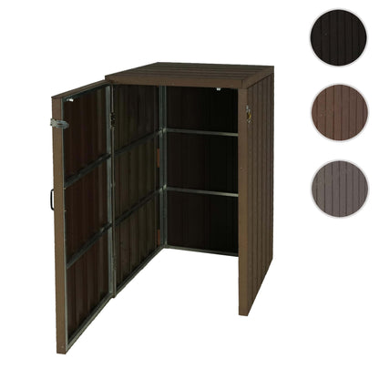 1 WPC afvalbakdeksel MCW-J28, premium afvalbak, metaal-houtlook, uittrekbaar ~ bruin