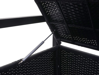 Poly-rattan 2-zitsbank MCW-F39, tuinbank kistbank, opbergvak zitkussens ~ antraciet, kussens zwart