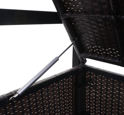 Poly-rattan 2-zitsbank MCW-F39, tuinbank kistbank, opbergvak zitkussens ~ grijs, kussens zwart
