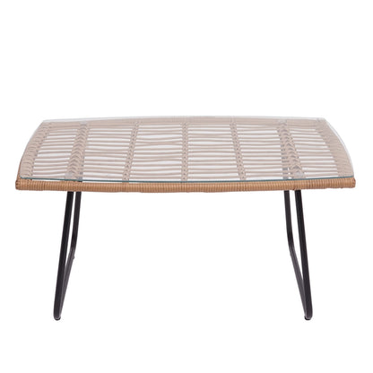Polyrattan set MCW-G17a, tuinbankstel zitgroep stoel, touw ~ natuurlijke kleur, bekleding crème zonder sierkussens