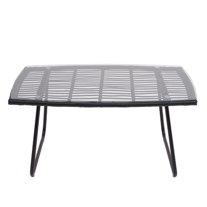 Polyrattan set MCW-G17a, tuinbankstel zitgroep stoel, touw ~ antraciet, bekleding antraciet zonder sierkussens
