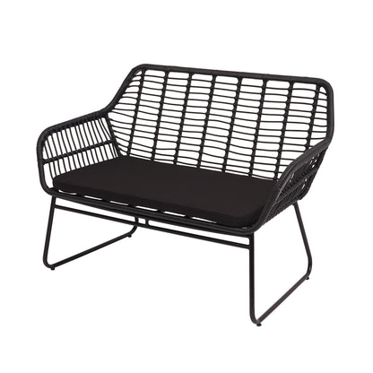 Polyrattan set MCW-G17a, tuinbankstel zitgroep stoel, touw ~ antraciet, bekleding antraciet zonder sierkussens