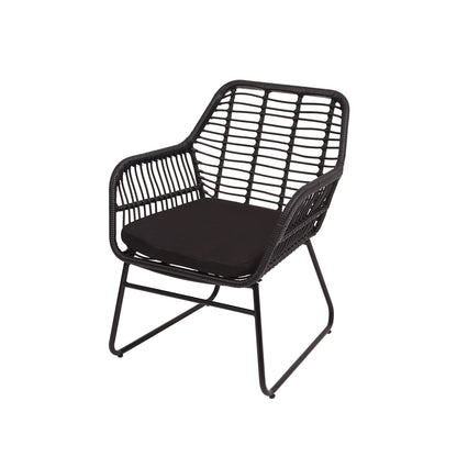 Polyrattan set MCW-G17a, tuinbankstel zitgroep stoel, touw ~ antraciet, bekleding antraciet zonder sierkussens